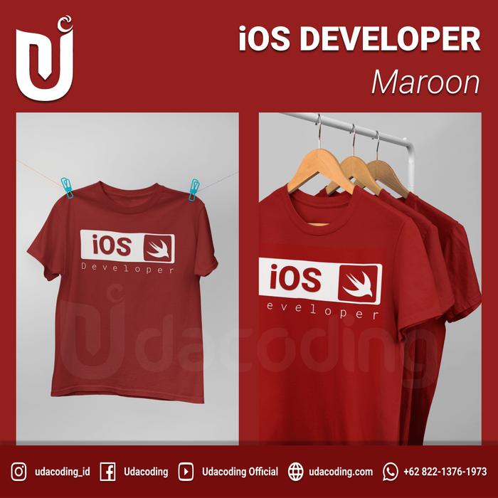 Gambar Eksklusif Kaos iOS Developer Keren - Maroon, XL dari Udacoding Store undefined Tokopedia