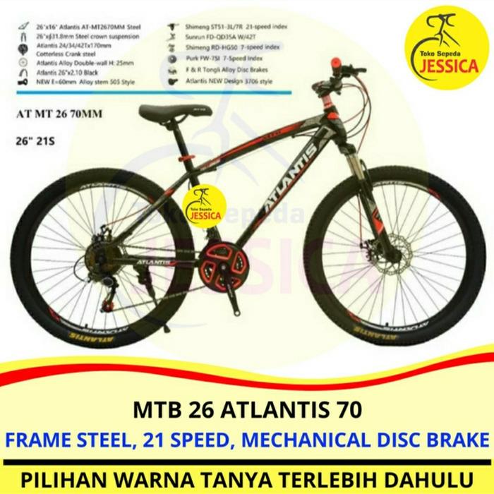 Gambar Sepeda Gunung MTB 26 Atlantis 730 Rocket Rem Disc Murah - Hitam Merah dari Toko Sepeda Jessica undefined Tokopedia