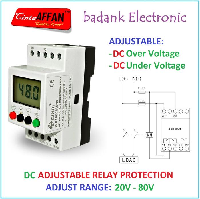Jual DC Protection Relay 24V 36V 48V ADJUSTABLE Over Under VOLTAGE ...
