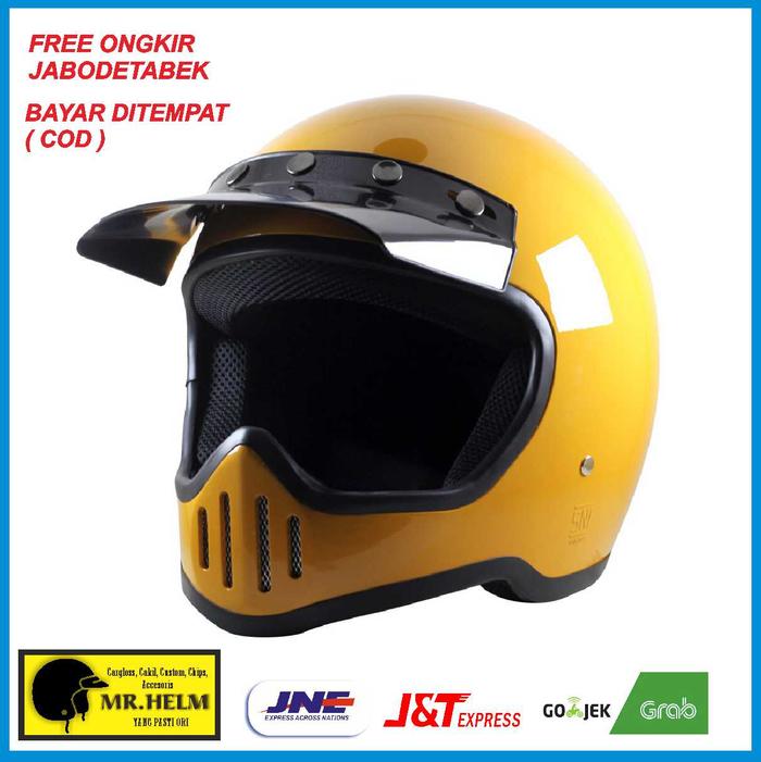 Gambar HELM RETRO CAKIL M50 YELLOW PREMIUM QUALITY ( MR HELM ) - M dari MR HELM_NEW undefined Tokopedia