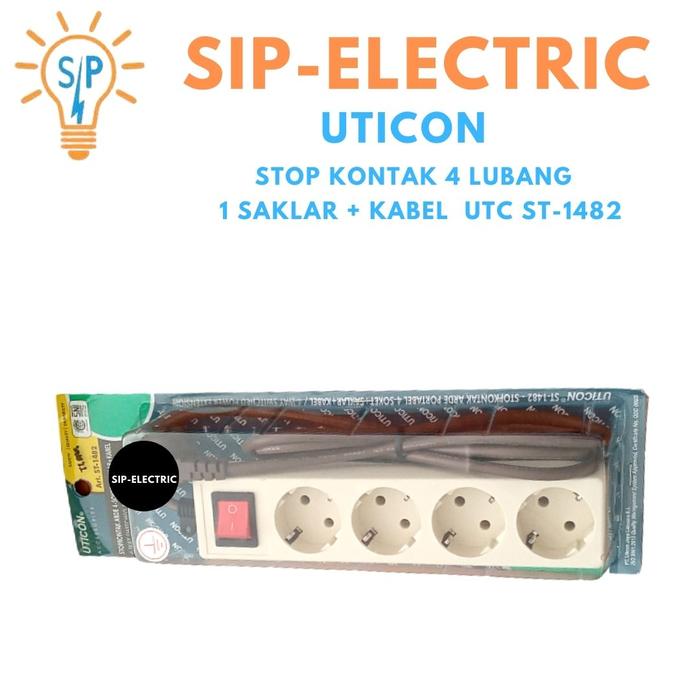Gambar UTICON STOP KONTAK 4 LUBANG + 1 SAKLAR + KABEL / UTC ST-1482 dari SIP ELECTRIC undefined Tokopedia