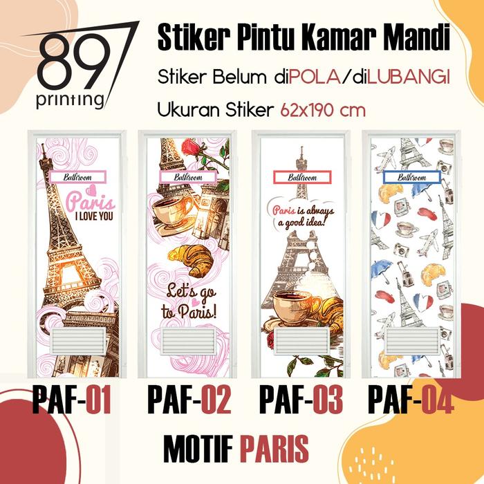 Gambar Stiker Pintu Kamar Mandi - Paris dari CV. 89 Printing undefined Tokopedia