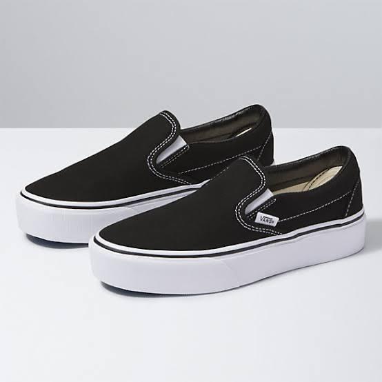 white platform vans slip ons