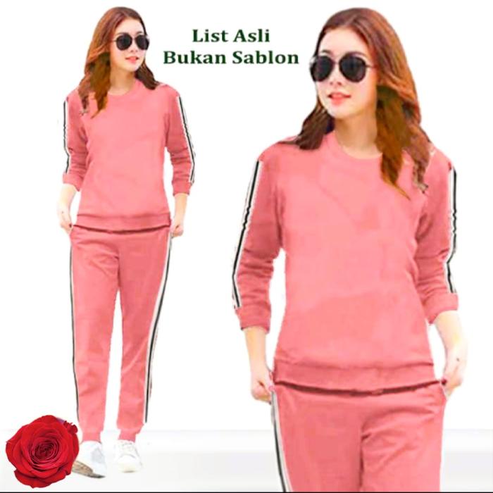 Gambar Baju Setelan Training Wanita Atasan Celana Olahraga Terlaris - Pink, XL dari NAT mode undefined Tokopedia