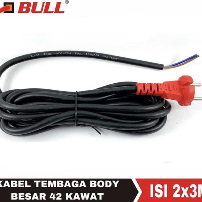 Gambar Kabel mesin power tool isi 2x 3m full tembaga body besar BULL dari Depotteknik undefined Tokopedia
