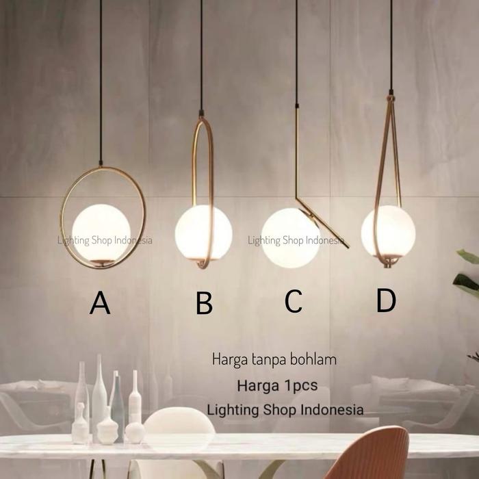 Gambar Lampu gantung gold bola kaca susu modern decor minimalis - Body Gold, Tipe A dari lighting shop indonesia undefined Tokopedia