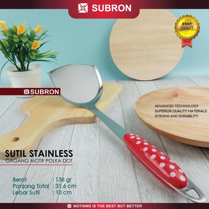 Gambar SUBRON Susuk sutil spatula stainless steel murah gagang plastik - Sutil Merah dari SUBRON KITCHENWARE undefined Tokopedia