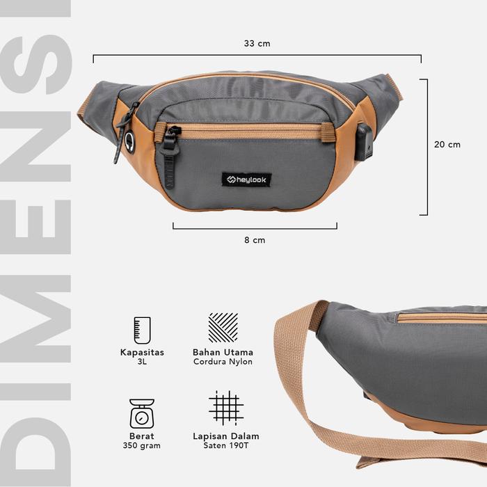 Gambar TAS SELEMPANG PRIA WAIST BAG NYLON OSCAR PRIA WAIST BAG DISTRO HEYLOOK - GREY dari HEYLOOK PROJECT undefined Tokopedia