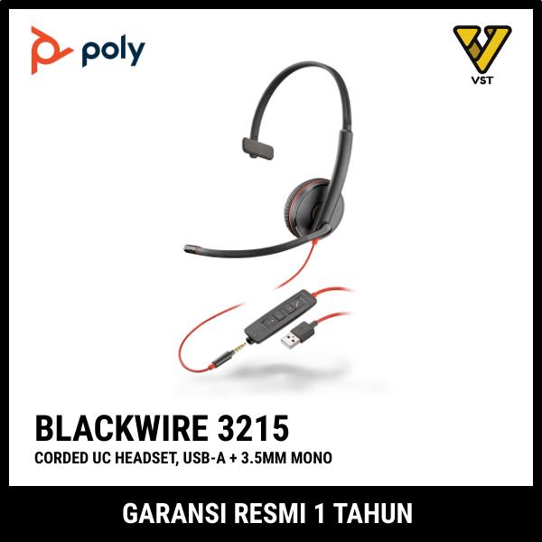 Cuffia Plantronics Blackwire C3215 USB-C – Monofonica Con Microfono Cancellazione Rumore, Cablata, Per Ufficio E Smartworking
