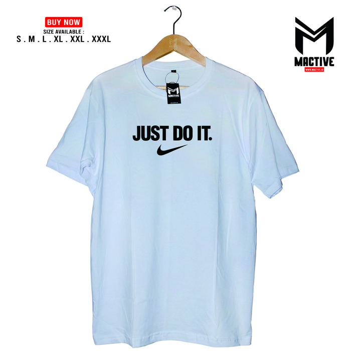 Kaos NIKE Kaos Sablon Atasan Pria Baju Pria MACTIVE S, Putih