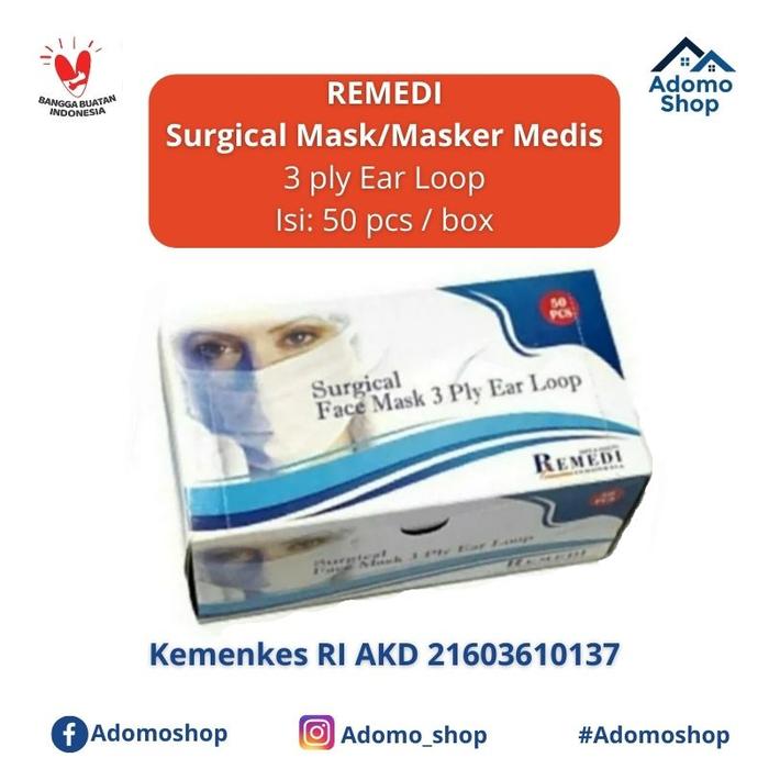 Masker Dokter Ritz Jual REMEDI Masker Medis / Surgical Face Mask / Masker 3 Ply Ear Loop ...