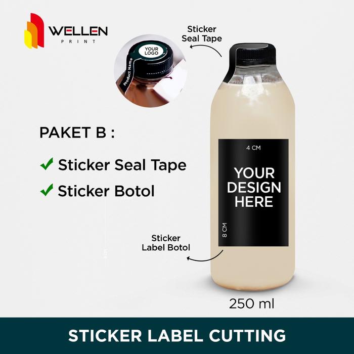 Gambar Paket Sticker Label dan Seal Botol Minuman Kopi Coffee Anti Air Custom - 250 ml dari WELLEN PRINT OFFICIAL undefined Tokopedia