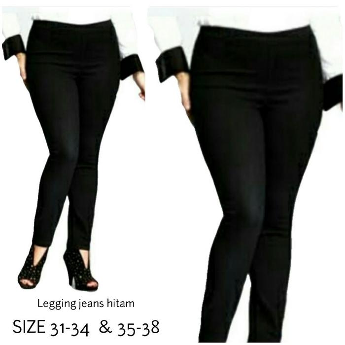 Jual celana jeans legging wanita jumbo 35 38 Hitam, 38 Kota