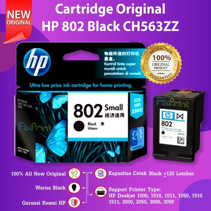 Gambar Cartridge HP 802 Black CH563ZZ Tinta Deskjet 1000 1010 1050 2050 3050 - Black dari FixPrint Indonesia undefined Tokopedia