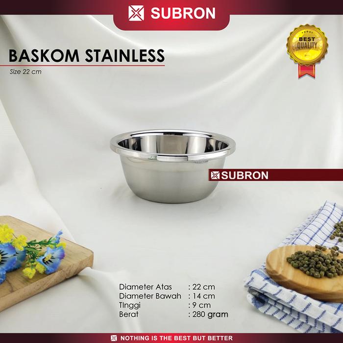 Gambar SUBRON Baskom 22cm 24cm Tinggi Tebal Multi Fungsi Stainless Steel - 22 cm dari SUBRON KITCHENWARE Kab. Bandung Tokopedia