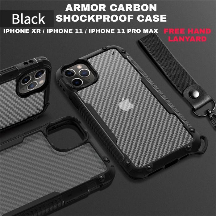 Iphone XR Iphone 11 Iphone 11 Pro max Armor Carbon Shockproof Case  iPhone XR, black