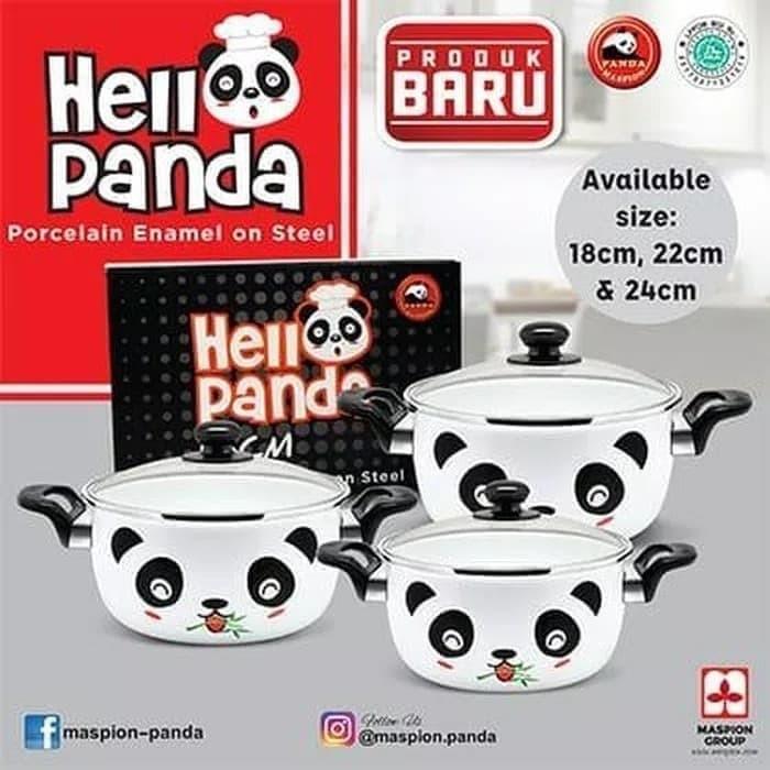 Gambar Panci Putih Enamel Tutup Kaca Maspion Hello Panda 24 cm Saucepot 24cm dari tokokudewi undefined Tokopedia