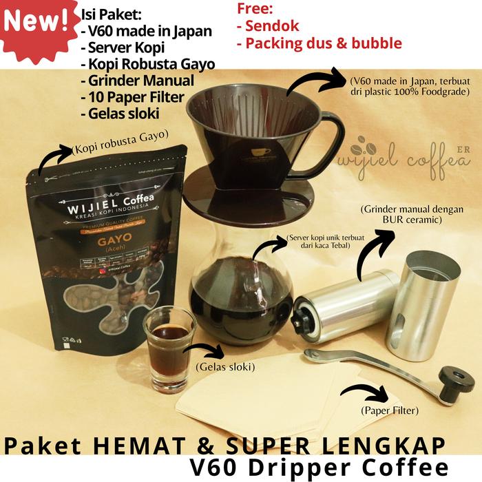 Gambar V60 Alat Kopi PAKET HEMAT & SUPER LENGKAP- V60 FLAT - Paket Alat KOpi SIAP SEDUH MANUAL BREWING dari WIJIEL COFFEA New undefined Tokopedia