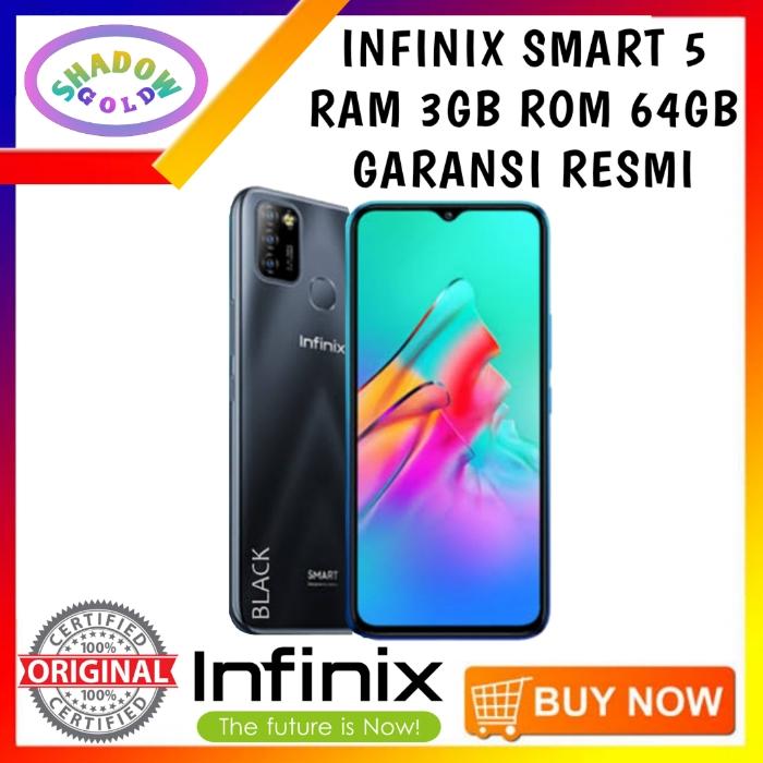 Gambar Infinix Smart 5 3/64 RAM 3GB ROM 64GB GARANSI RESMI - BLACK dari Shadow Gold undefined Tokopedia