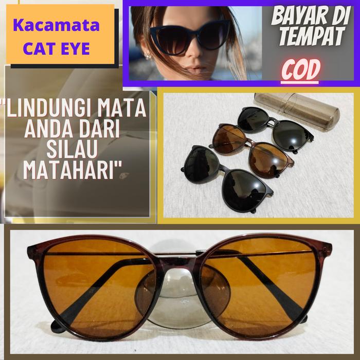 Gambar GARANSI-kacamata hitam wanita model cat eye fashion cewe Korea sunglas - coklat muda dari sakhaastore undefined Tokopedia
