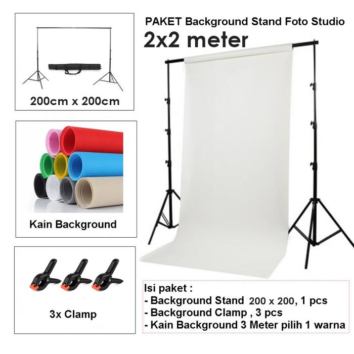 Gambar Paket 2x2m Background stand backdrop kain lighting studio dari Perlengkapan DSLR undefined Tokopedia