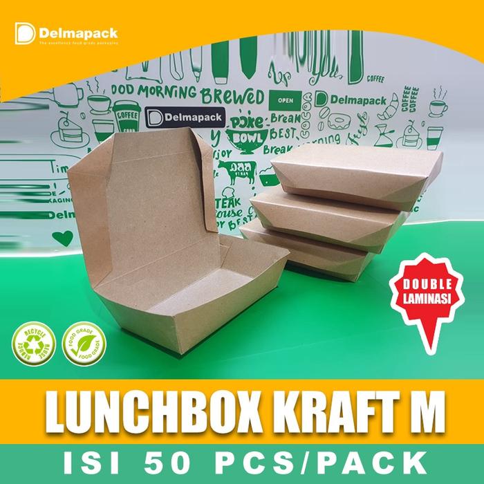 Gambar PAPER LUNCH BOX KRAFT M - FOOD GRADE - 50 PCS - Single Laminasi dari Delmapack undefined Tokopedia