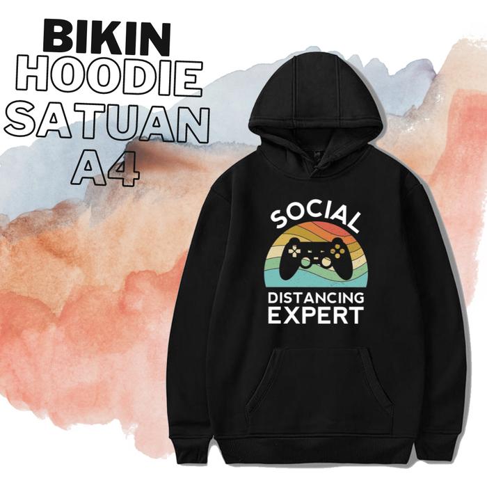 HOODIE SABLON SATUAN DTG PROMO!!! A4 SISI Putih, S