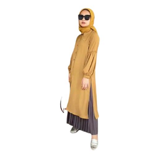 Gambar Fashion Muslim Long Tunic Dianara Tunik Busui Wolfis Premium Jumbo - Mustard, M dari Sayla Fashion undefined Tokopedia