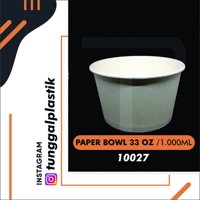 Gambar Paper Bowl Polos 33 Oz 1000ml isi @25pcs / Mangkuk Kertas /Tahan Panas dari TUNGGAL PLASTIK undefined Tokopedia