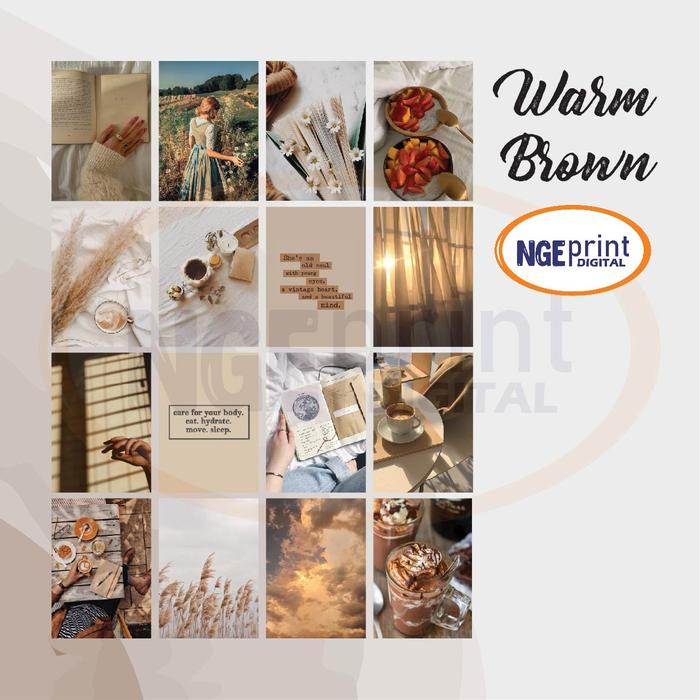 Gambar (16PCS) Poster aesthetic wall collage wall art wall poster aesthetic - WARM BROWN, A6 dari NGEprint Digital Indonesia undefined Tokopedia