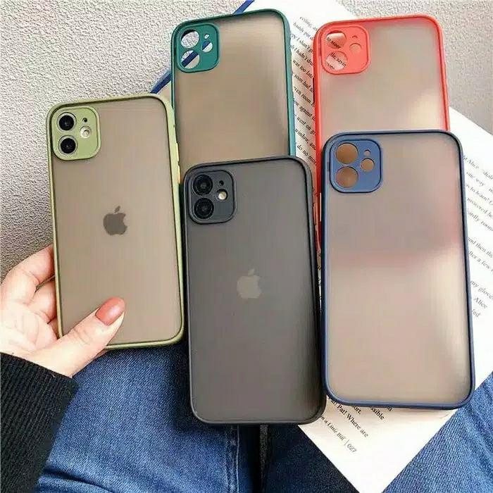 Case iPhone 12 12 Mini 12 Pro 12 Pro Max Frosted Camera Protect  Merah, iPhone 12ProMax
