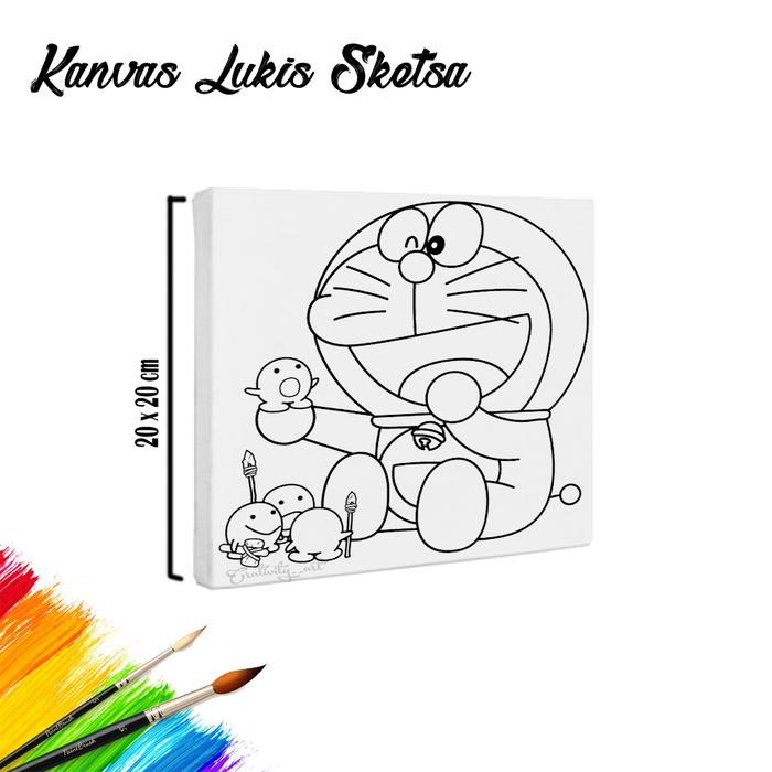 Gambar KANVAS LUKIS SKETSA / CANVAS LUKIS SKETSA - 20 X 20 - DORAEMON dari CreativityArt.Bandung undefined Tokopedia