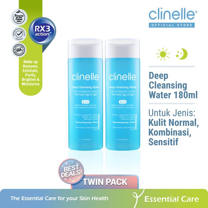Gambar CLINELLE [Twin Pack] Deep Cleansing Water 180 mL x 2 - Pembersih Wajah dari Clinelleid undefined Tokopedia