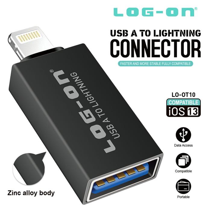 Gambar LOG ON LO-OT10 Lightning OTG USB Adapter Converter iPhone Plug & Play - Black dari Hippo Power Bank undefined 3 Tokopedia
