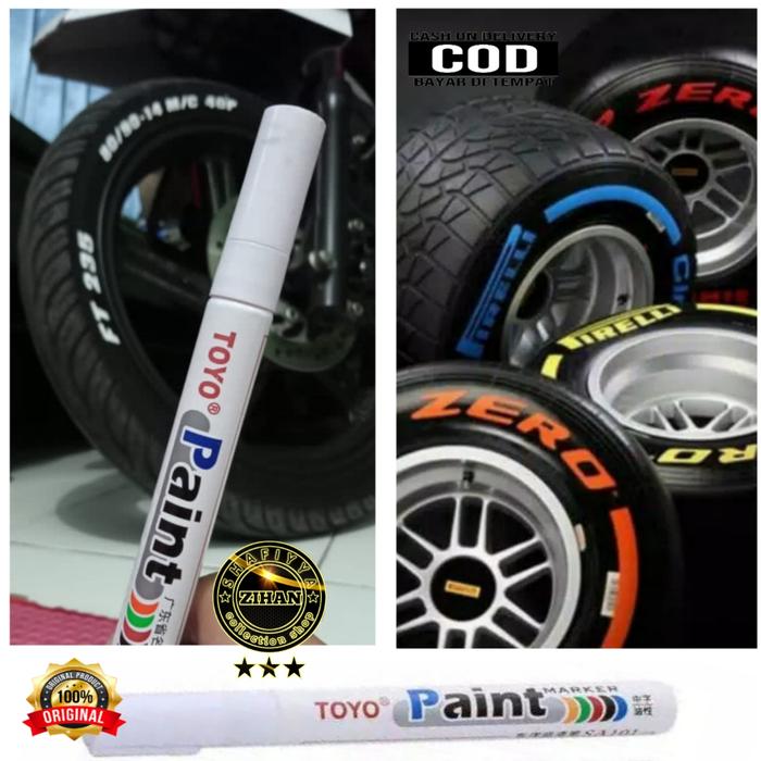 Gambar Spidol Ban Khusus Sepeda Motor dan Mobil / Toyo Paint Marker Original - Putih dari Zihan H&G undefined Tokopedia