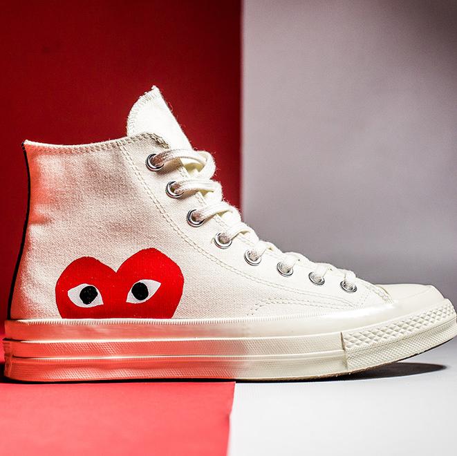 Jual Converse x CDG Play High White (Converse x Commes Des Garcons
