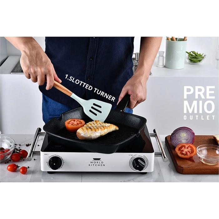 Gambar SUTIL SILIKON / SPATULA SILIKON TAHAN PANAS DENGAN GAGANG KAYU PER PCS - Slotted Turner, Merah Muda dari Premio Outlet undefined Tokopedia