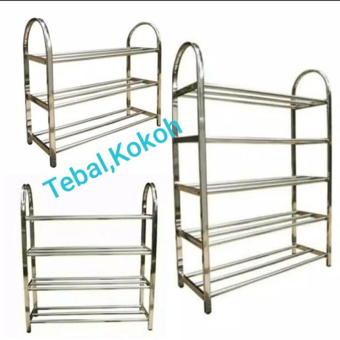 Gambar Rak Sepatu / Sandal 5 Susun STAINLESS STEEL anti Karat - 4 Susun dari Vivi Angel undefined Tokopedia