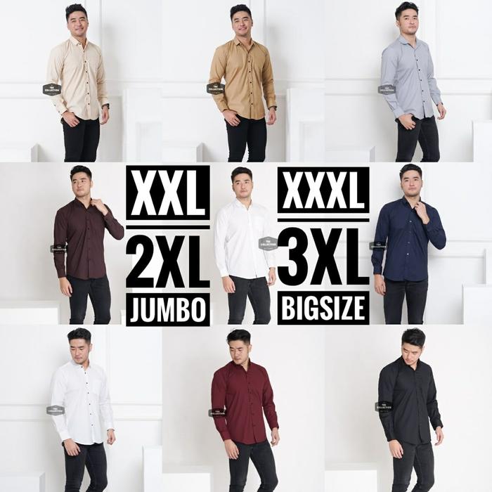 Gambar Kemeja Lengan Panjang Pria Polos Big Size Jumbo XXL Aneka Warna - Hitam, L dari Eight Nineteen Official undefined Tokopedia