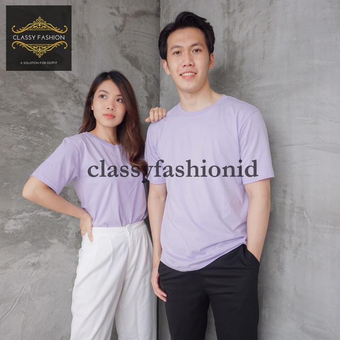 Gambar KAOS KATUN JUMBO SLIMFIT POLOS LENGAN PENDEK PRIA WANITA LILAC - S dari classyfashionid undefined Tokopedia