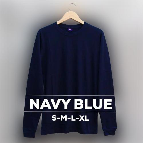 Gambar Kaos Polos Lengan Panjang Warna Navy Pria wanita Katun Combed 30's dari AMMAR STOREBDG undefined Tokopedia