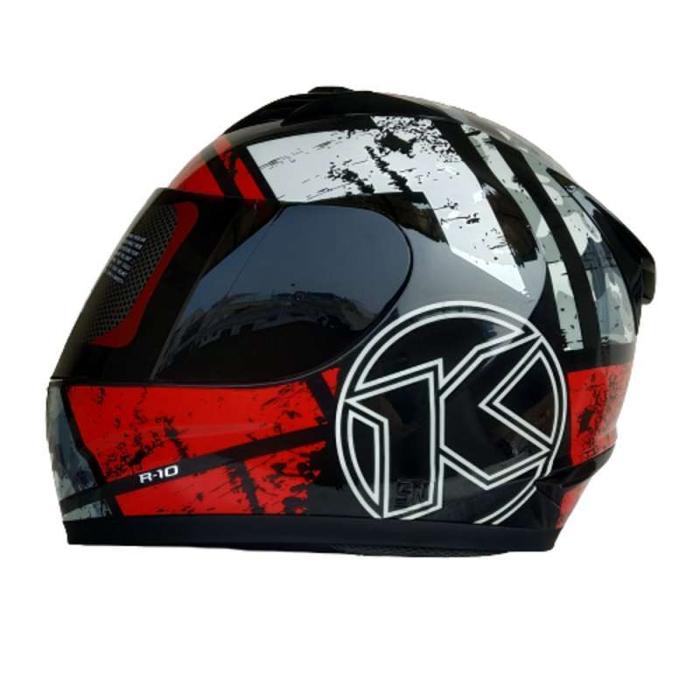 Jual HELM KYT R10 #3 BLACK WHITE RED FLUO HELM FULL FACE Kota