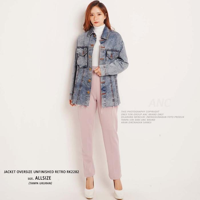 Gambar Jaket Jeans Oversize - Jaket Oversize Unfinished Retro RK2282 - Allsize dari ANCIENSHOP_NEW undefined Tokopedia