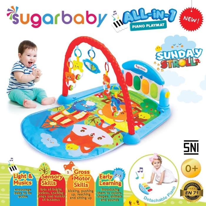 Gambar Sugar Baby All in 1 Piano Playmat - Baby Musical Play Gym Playmat - Biru dari NuMi BabyKids undefined Tokopedia
