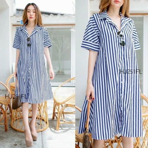 Gambar Baju Pakaian Atasan Top Kemeja Dress kameja tunik fashion Wanita cewek - Navy dari Gallery Al Gibran undefined Tokopedia