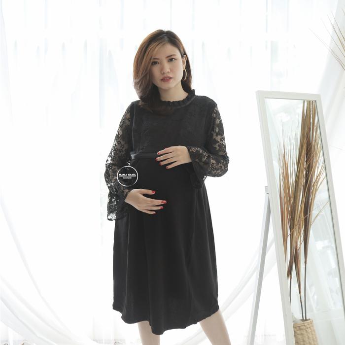 Gambar Mama Hamil Dress Ibu Hamil Menyusui Kate Middleton - DRO 937 - Hitam dari MamaHamil Butik undefined Tokopedia