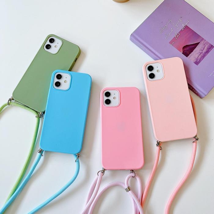 Gambar Soft Case MACARON + Tali Lanyard IPHONE - 12 Pro Max, Merah dari garuda30 undefined Tokopedia