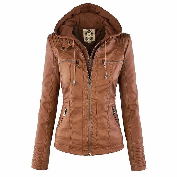 Gambar Jaket semi kulit wanita model terbaru - Cokelat, S dari AGNA JACKET undefined Tokopedia