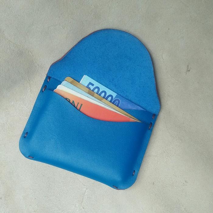 Gambar Dompet kartu kulit slim & simple dengan custom inisial - Biru dari Alergimesin undefined Tokopedia
