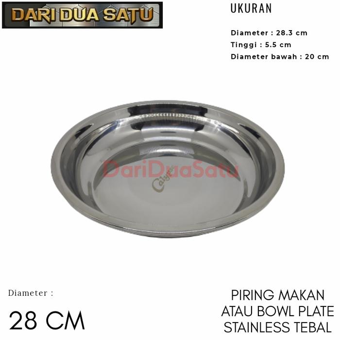 Gambar Piring Makan Kitchen Plate Stainless 28 cm dari DariDuaSatu undefined Tokopedia